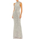 【送料無料】 マックダガル レディース ワンピース トップス Mock Neck Bow Shoulder Sequin Column Gown Nude Si...