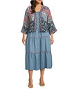 【送料無料】 ジョン マーク レディース ワンピース トップス Plus Size Embroidered Printed Tiered Kimono Dres...