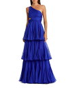 【送料無料】 マックダガル レディース ワンピース トップス Chiffon One Shoulder Tiered Hem Side Cut-Out Colu...