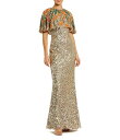 【送料無料】 マックダガル レディース ワンピース トップス Gold Embellished Mesh Crew Neck Beaded Floral Sha...