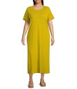 【送料無料】 エイリーンフィッシャー レディース ワンピース トップス Plus Size Organic Cotton Slub Jersey Crew Ne...