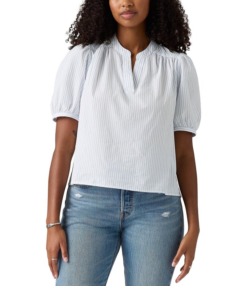 樂天商城 - リーバイス レディース トップス シャツ プリント ブラウス Levi'sR Amelie Stripe Print Poplin Short Sleeves Blouse Pixie Stripe ストライプ