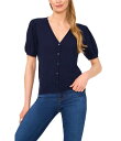 【送料無料】 セセ レディース ニット・セーター アウター Pointelle Knit V-Neck Short Puff Sleeve Cardigan Classic Navy(4)