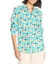 【送料無料】 ニックアンドゾー レディース シャツ トップス Bright Spot Crinkle Point Collar Long Sleeve Button Front Top Aqua Multi