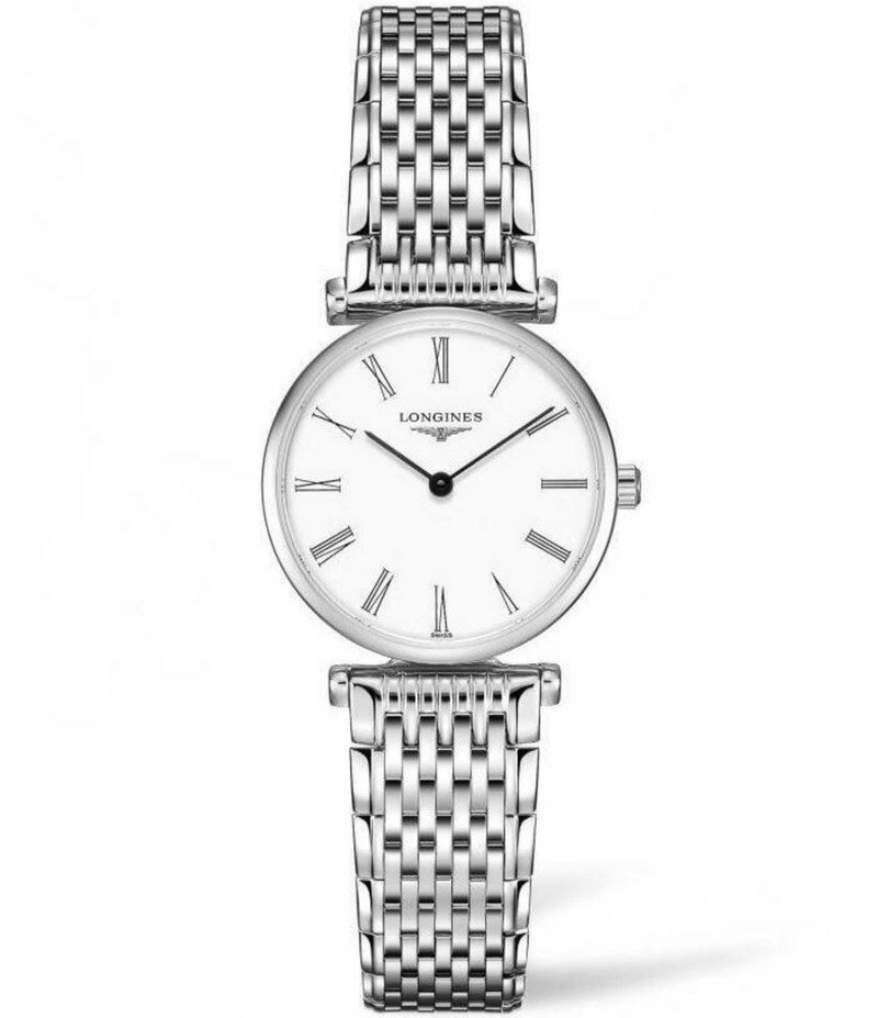 ロンジン レディース アクセサリー 腕時計 Tシャツ Longines Women's La Grande Classique Quartz Analog White Dial Silver Stainless Steel Bracelet Watch Silver シルバー