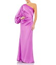 【送料無料】 マックダガル レディース ワンピース トップス Satin Asymmetrical Neck Long Sleeve Sheath Gown O...
