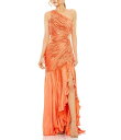 【送料無料】 マックダガル レディース ワンピース トップス One Shoulder Side Cut Out Shirred Chiffon Ruffle ...