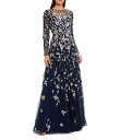 【送料無料】 マックダガル レディース ワンピース トップス 3D Floral Tulle Mesh Crew Neck Long Sleeve A-Line...