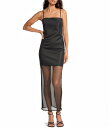 【送料無料】 ジャンビニ レディース ワンピース トップス Tara Organza Square Neck Sleeveless Drop Waist Midi Dress Black