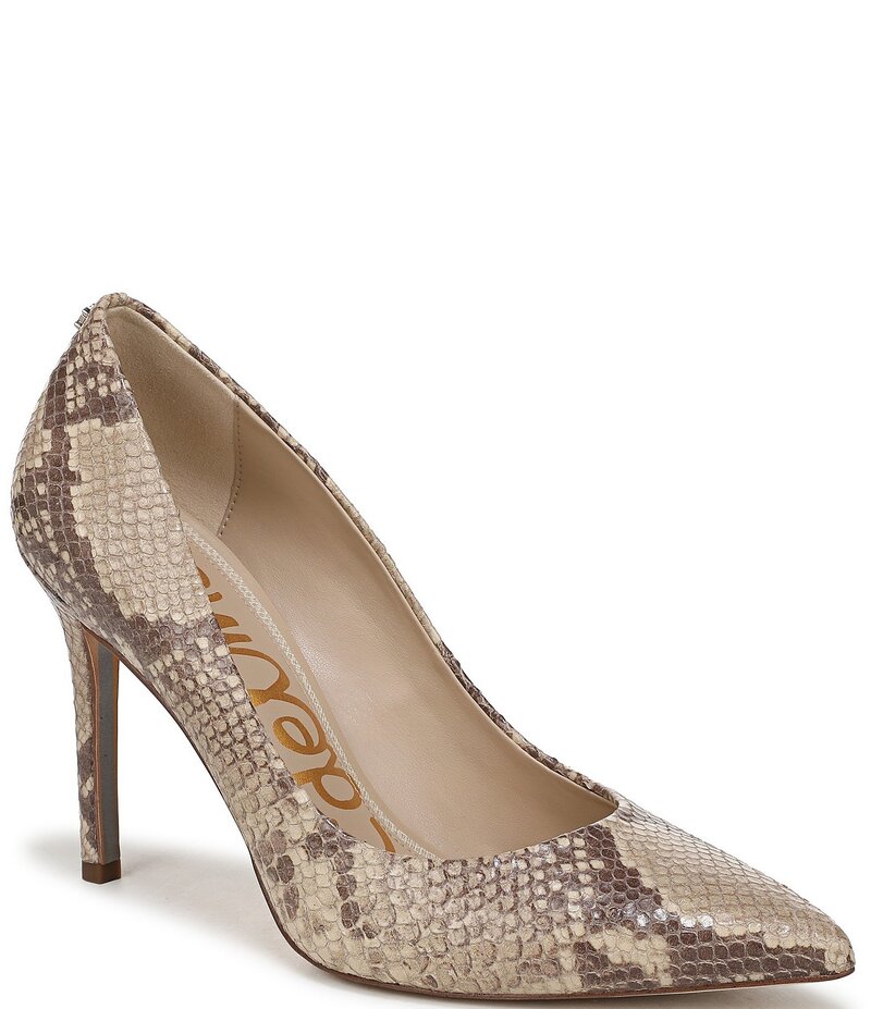 【送料無料】 サムエデルマン レディース ヒール シューズ Hazel Snake Print Leather Pointed Toe Pumps Sesame