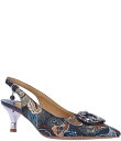 【送料無料】 ジェイレニー レディース ヒール シューズ Lavern Printed Rhinestone Ornament Slingback Pumps Dk Teal/Aqua