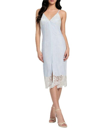 【送料無料】 ゲス レディース ワンピース トップス Aria Sleeveless Lace Trimmed Denim Sheath Midi Dress Blue 【送料無料】 ゲス レディース ワンピース トップス Aria Sleeveless Lace Trimmed Denim Sheath Midi Dress Blue