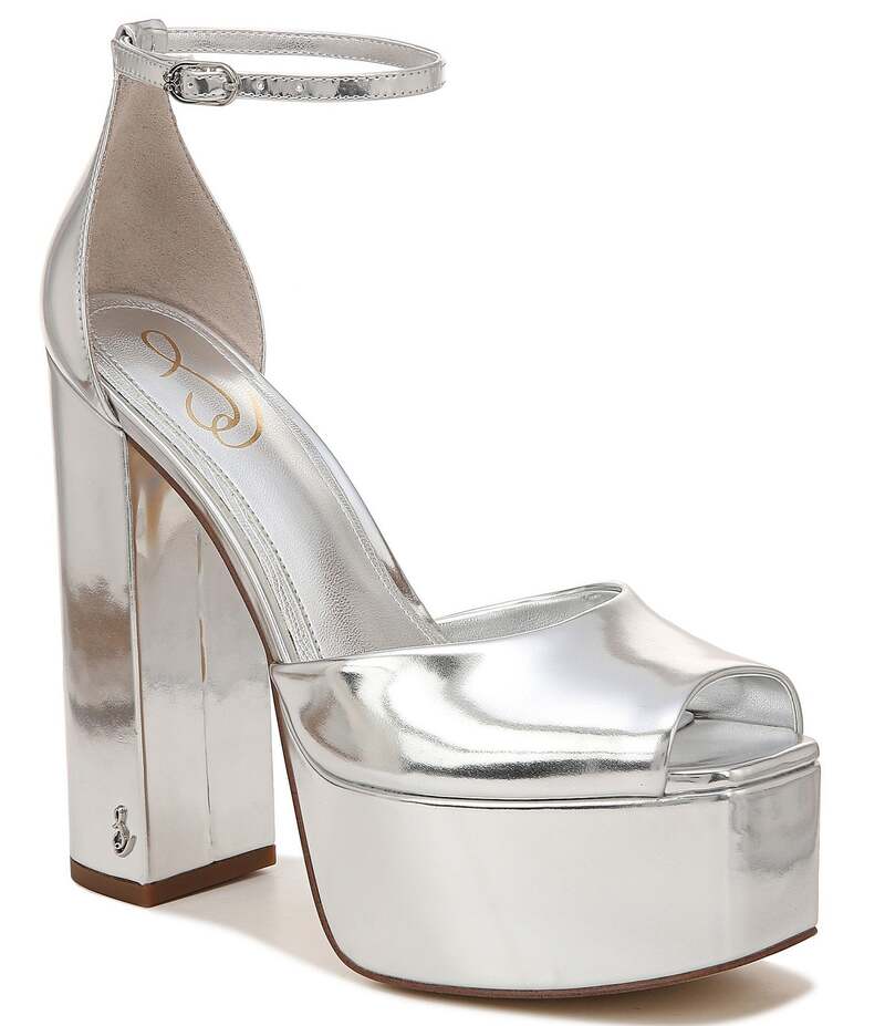 【送料無料】 サムエデルマン レディース サンダル シューズ Kori Patent Ankle Strap Platform Dress Sandals Soft Silver