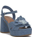 【送料無料】 ラッキーブランド レディース サンダル シューズ Marrika Denim Flower Platform Block Heel Sandals Medium Denim(4)