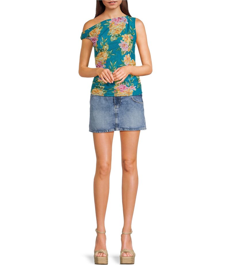 【送料無料】 ゲス レディース スカート ボトムス Gaia Denim Mini Skirt Evening Joy