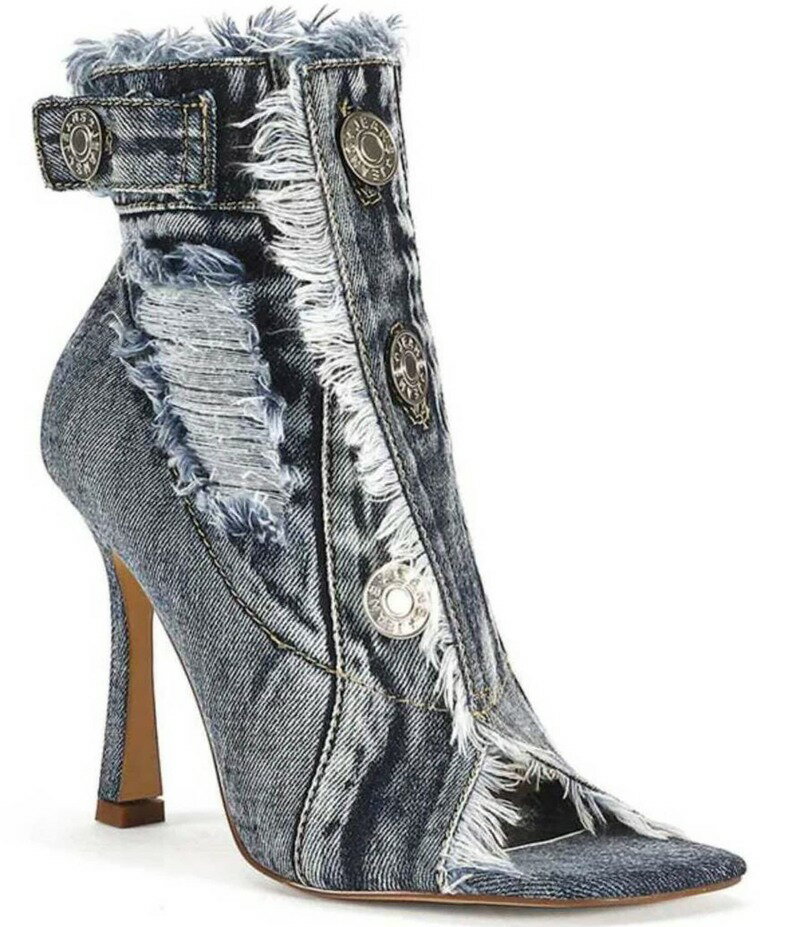 アザレア ワン レディース シューズ ブーツ・レインブーツ デニム ブーツ Azalea Wang Tandy Distresse..