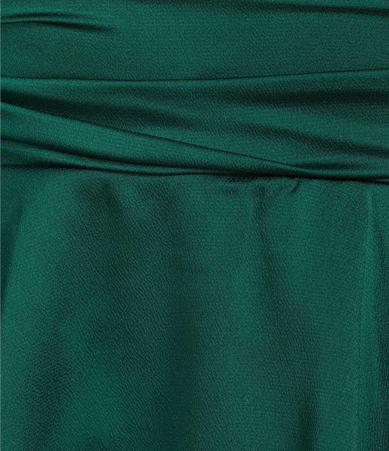 【送料無料】 ビーダーリン レディース ワンピース トップス Halter V-Neck Ruched Waist Layered Skirt Bubble Satin Dress Hunter