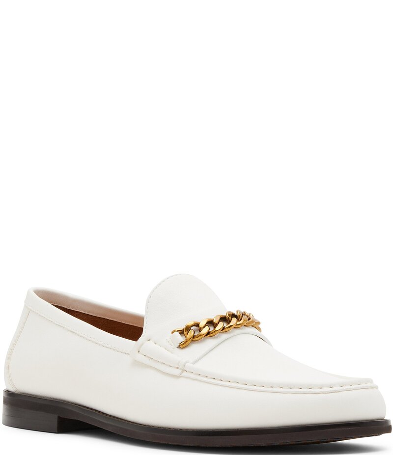 【送料無料】 スティーブ マデン メンズ スリッポン・ローファー シューズ Men's Abrenno Leather Slip On Chain Detail Loafers White
