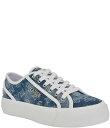 【送料無料】 ゲス レディース カジュアルパンツ ボトムス Jelexa Logo Print Fabric Sneakers Medium Blue Denim Logo