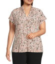 【送料無料】 カスパール レディース シャツ トップス Plus Size Printed V-Neck Cap Sleeve Top Tea Rose Multi