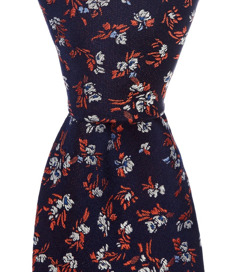 ラウンドトゥリーアンドヨーク メンズ アクセサリー ネクタイ シルク Roundtree & Yorke Scattered Flowers 3 3/8 Woven Silk Tie Orange オレンジ