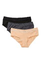 フェリナ レディース パンツ アンダーウェア Assorted 3-Pack Lace Trim Bikinis BLK/EBY/FW