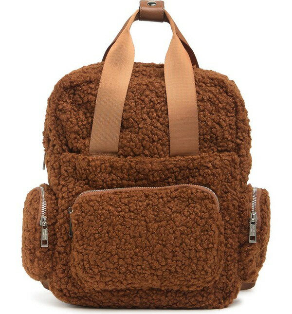 マッデンガール レディース バックパック・リュックサック バッグ Faux Shearling Backpack BROWN