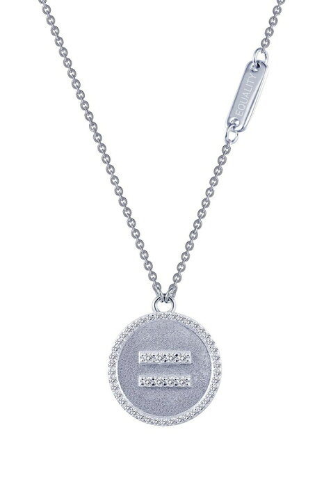 ラフォン レディース ネックレス・チョーカー・ペンダントトップ アクセサリー Platinum Plated Sterling Silver Micro Pave Simulated Diamond Sentimentals Equality Pendant Necklace WHITE