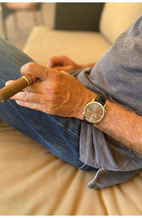 ポルサモンブリュー メンズ 腕時計 アクセサリー Men's Parker Croc Embossed Leather Strap Watch, 42mm BLACK