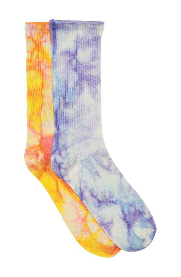 アボンド レディース 靴下 アンダーウェア Pack of 2 Tie Dye Crew Socks PINK- PURPLE MULTI