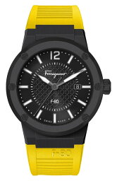 サルヴァトーレ フェラガモ メンズ 腕時計 アクセサリー Men's F-80 Silicone Strap Watch, 44mm BLACK