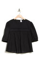 【送料無料】 メルローズ アンド マーケット レディース シャツ トップス Puff Sleeve Yoke Detail Cotton Top BLACK