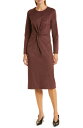 【送料無料】 ダナ キャラン ニューヨーク レディース ワンピース トップス Front Twist Long Sleeve Faux Suede Dress MULBERRY