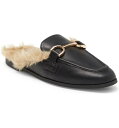 【送料無料】 スティーブ マデン レディース サンダル シューズ Kordyn Faux Fur Lined Horsebit Mule BLACK