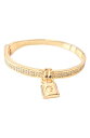 【送料無料】 ゲス レディース ブレスレット・バングル・アンクレット アクセサリー Crystal Lock Charm Bangle Bracelet GOLD TONE