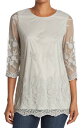 【送料無料】 フォーゴットングレイス レディース シャツ トップス Forgotton Grace 3/4 Length Sleeve Lace Tunic silver