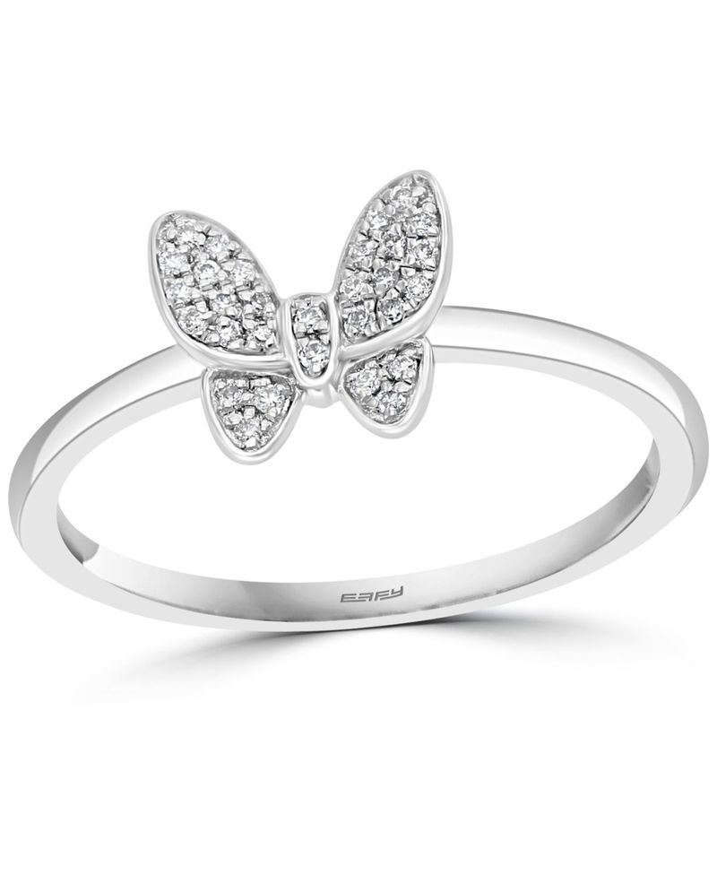 GtB[ fB[X O ANZT[ EFFY Diamond Butterfly Promise Ring (1/10 ct. t.w.) in Sterling Silver Sterling Silver