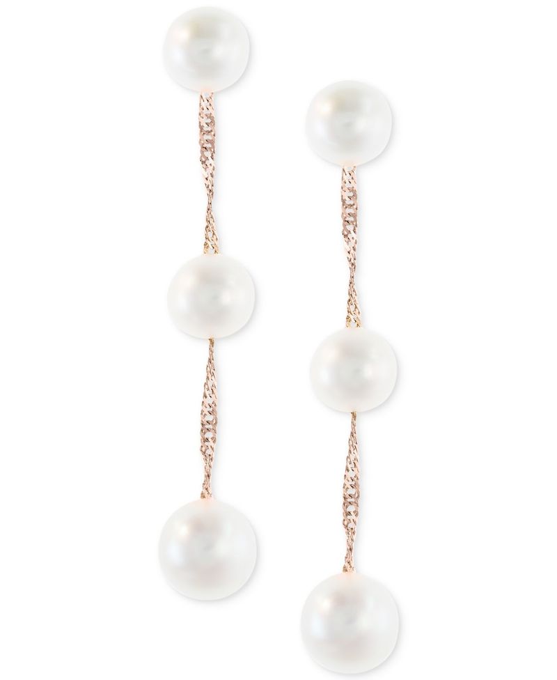 楽天ReVida 楽天市場店エフィー レディース ピアス・イヤリング アクセサリー EFFY Cultured Freshwater Pearl Triple Drop Earrings in 14k Yellow White or Rose Gold （5mm） Rose Gold