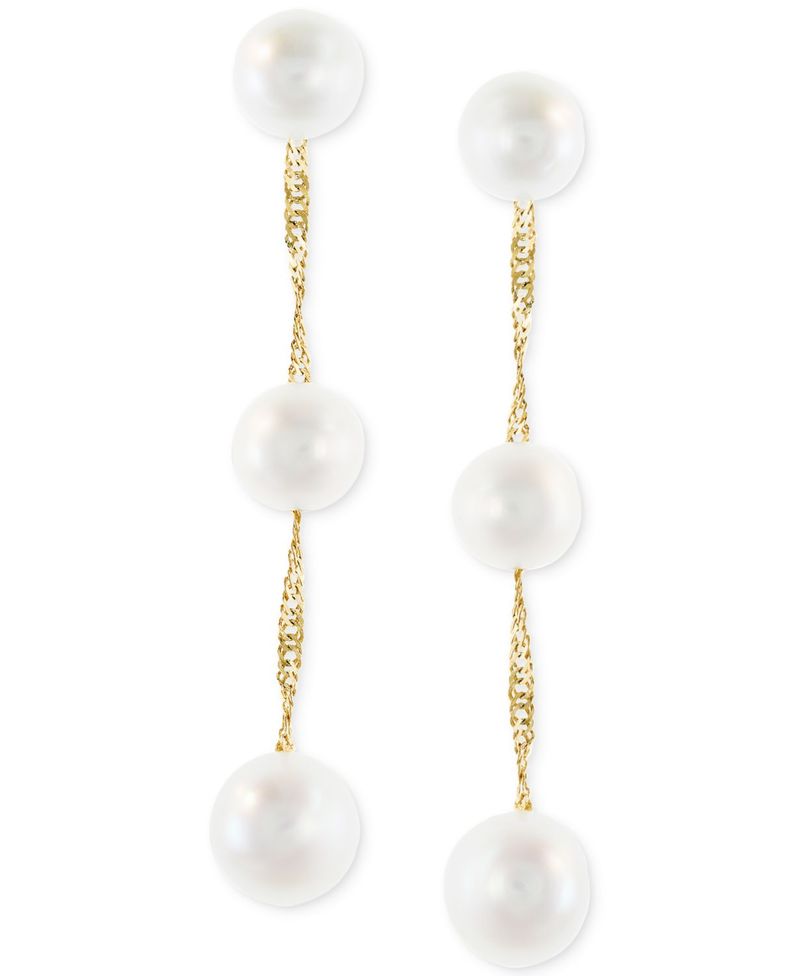 楽天ReVida 楽天市場店エフィー レディース ピアス・イヤリング アクセサリー EFFY Cultured Freshwater Pearl Triple Drop Earrings in 14k Yellow White or Rose Gold （5mm） Yellow Gold