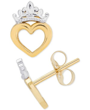 ディズニー レディース ピアス・イヤリング アクセサリー Children's Tiara Heart Stud Earrings in 14k Gold Yellow Gold