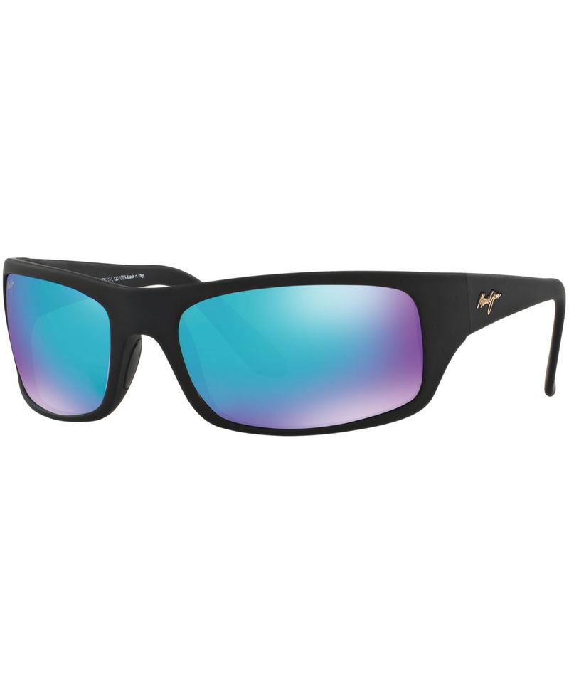 マウイジム レディース サングラス・アイウェア アクセサリー Peahi Polarized Sunglasses 202 Blue Hawaii Collection BLACK MATTE/BLUE MIRROR POLAR