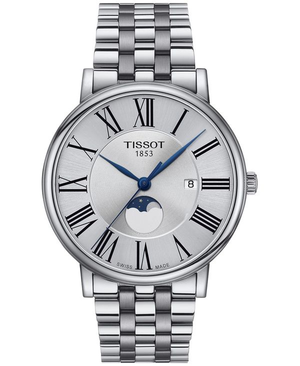 ティソット メンズ アクセサリー 腕時計 Tシャツ Tissot Men's Carson Premium Gent Moonphase Stainless Steel Bracelet Watch 40mm Silver シルバー(2)