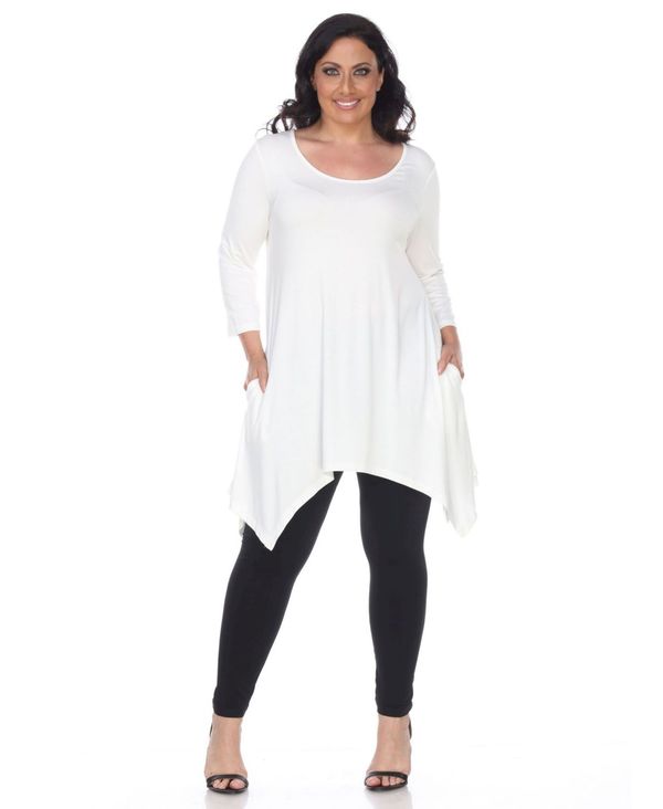 zCg}[N fB[X Vc gbvX Plus Size Makayla Tunic /Top White