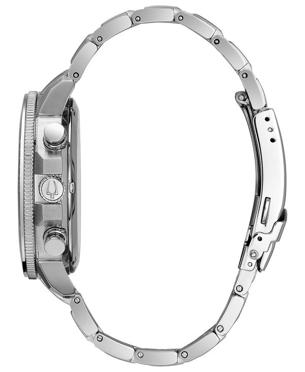 ブロバ メンズ 腕時計 アクセサリー Men's Chronograph Marine Star Stainless Steel Bracelet Watch 45mm Silver