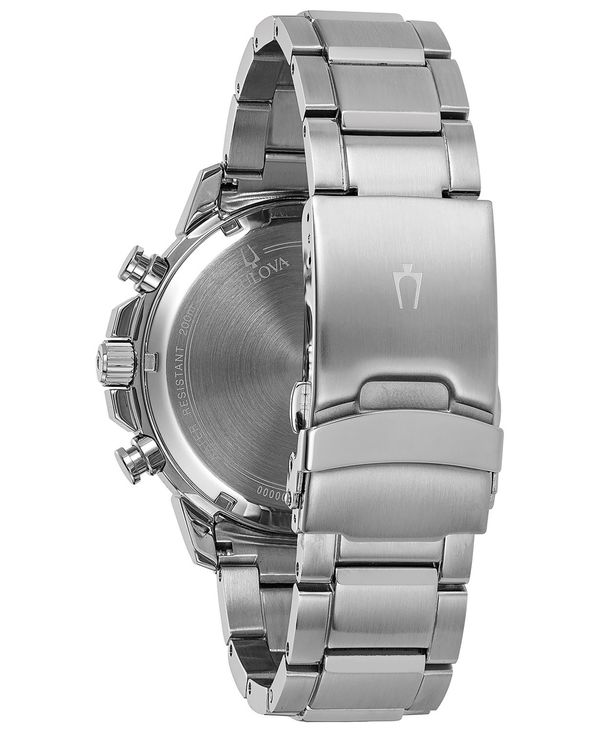 ブロバ メンズ 腕時計 アクセサリー Men's Chronograph Marine Star Stainless Steel Bracelet Watch 45mm Silver