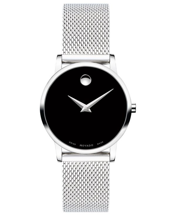 モバド モバド レディース 腕時計 アクセサリー Women's Swiss Museum Classic Stainless Steel Mesh Bracelet Watch 28mm Black