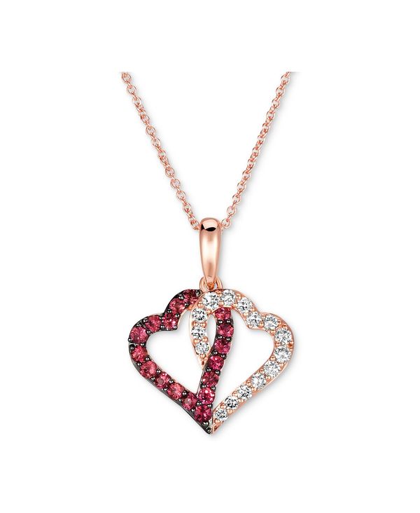  @ fB[X lbNXE`[J[Ey_ggbv ANZT[ Passion Ruby (1/3 ct. t.w.) & Nude Diamond (1/3 ct. t.w.) Interlocking Hearts 18 Pendant Necklace in 14k Rose Gold Ruby