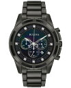 uo Y rv ANZT[ Men's Chronograph Diamond Accent Dark Gray Stainless Steel Bracelet Watch 44mm 98D133 Black