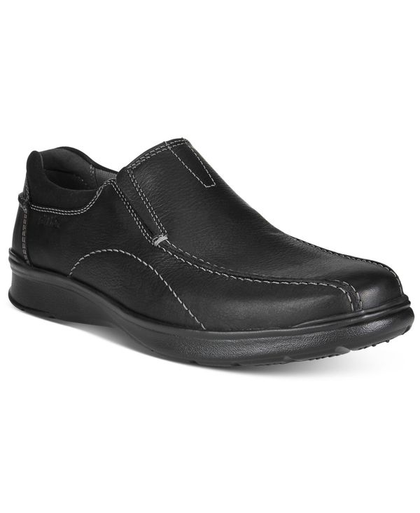 クラークス メンズ スリッポン・ローファー シューズ Men's Cotrell Step Bike Toe Slip On Black Oily Leather