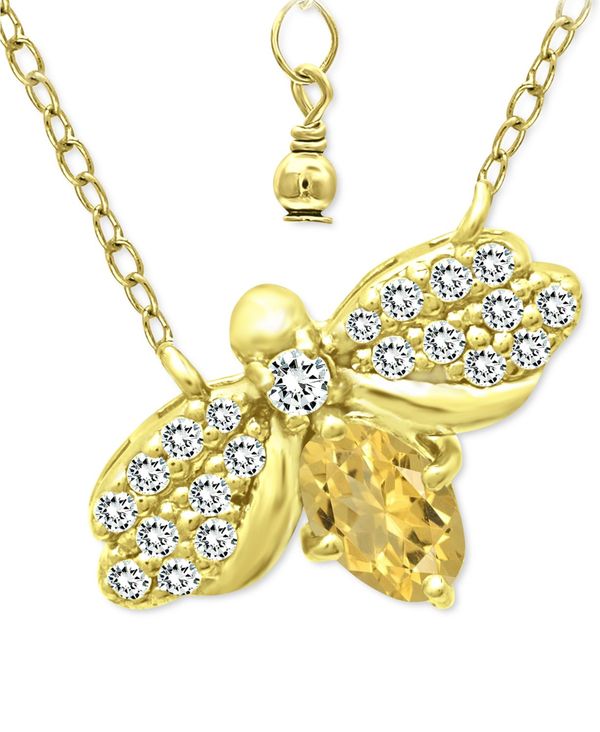 W[j xj[j fB[X lbNXE`[J[Ey_ggbv ANZT[ Cubic Zirconia Bee Pendant Necklace in 18k Gold-Plated Sterling Silver 16 + 2 extender Gold over silver